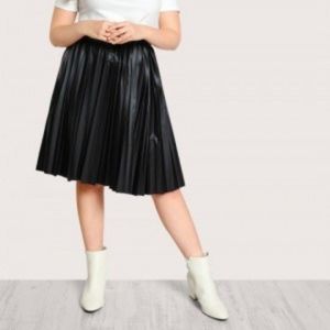 Zara Faux Leather Pleated Midi Skirt - M
